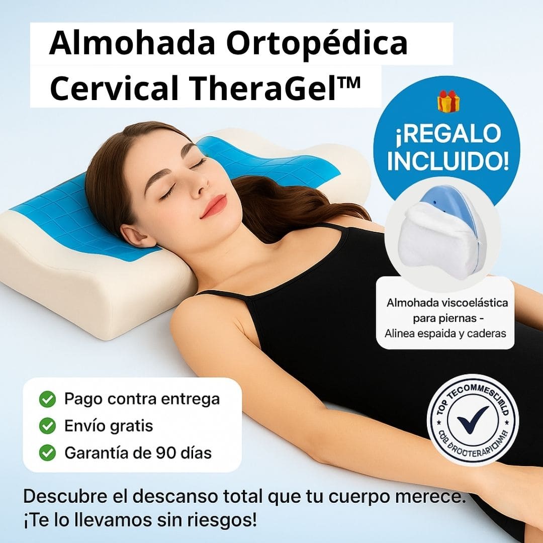 🛏️ Almohada Ortopédica Cervical TheraGel™ 💠 + Almohada para piernas 🎁