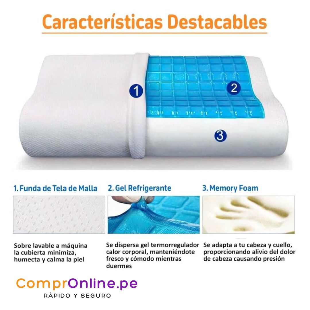 🛏️ Almohada Ortopédica Cervical TheraGel™ 💠 + Almohada para piernas 🎁